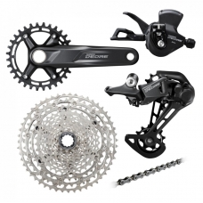 Комплект Shimano Deore M5100, 1х11ск, переключатель, манетка, система, каретка ВВ52, кассета 11-51, цепь HG601-124L